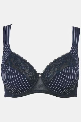Moda za polnejše Grudnjak s čipkom i prugama plus velikost, xxl, Ulla Popken in Johann Popken (JP1880)