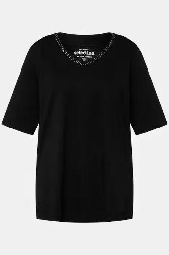 Moda za polnejše Majica s ukrasima na ovratniku kratki rukavi plus velikost, xxl, Ulla Popken in Johann Popken (JP1880)