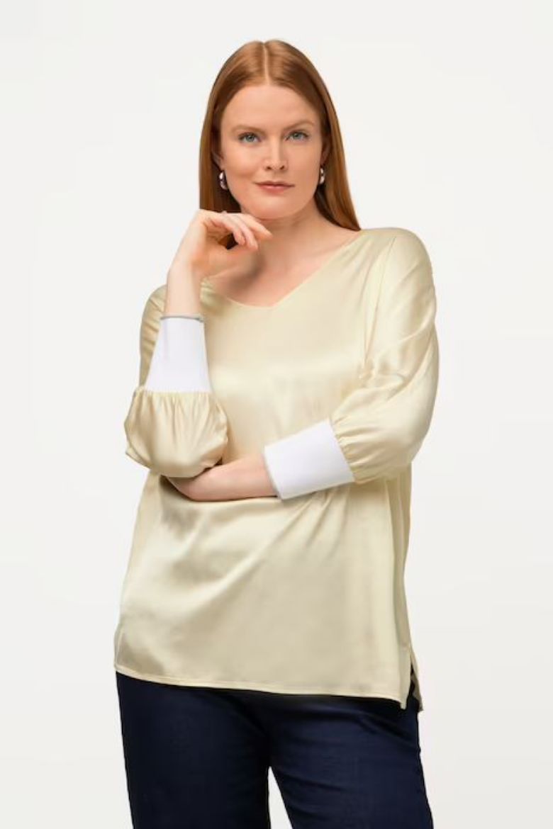 Moda za polnejše Bluza V ovratnik sa stisnutim rukavima plus velikost, xxl, Ulla Popken in Johann Popken (JP1880)