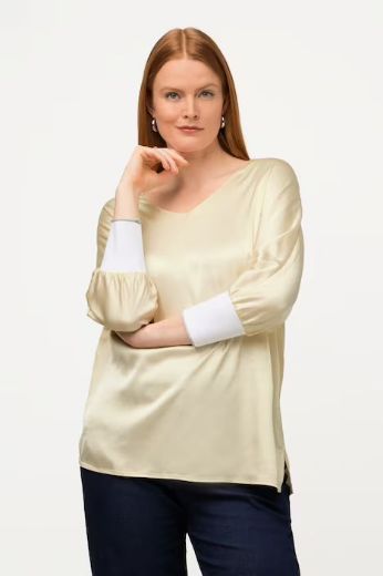 Moda za polnejše Bluza V ovratnik sa stisnutim rukavima plus velikost, xxl, Ulla Popken in Johann Popken (JP1880)