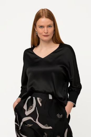 Moda za polnejše Bluza V ovratnik sa stisnutim rukavima plus velikost, xxl, Ulla Popken in Johann Popken (JP1880)