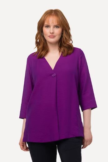 Moda za polnejše Bluza 3/4 rukavi s ukrasnim gumbom plus velikost, xxl, Ulla Popken in Johann Popken (JP1880)
