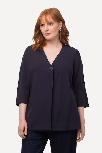 Moda za polnejše Bluza 3/4 rukavi s ukrasnim gumbom plus velikost, xxl, Ulla Popken in Johann Popken (JP1880)