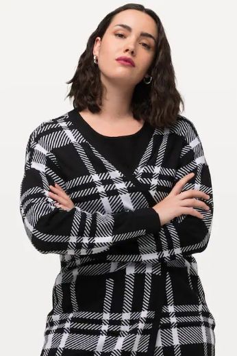 Moda za polnejše Kardigan karirani duži model plus velikost, xxl, Ulla Popken in Johann Popken (JP1880)