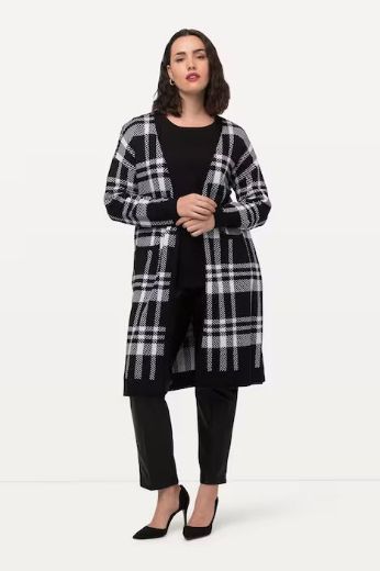 Moda za polnejše Kardigan karirani duži model plus velikost, xxl, Ulla Popken in Johann Popken (JP1880)