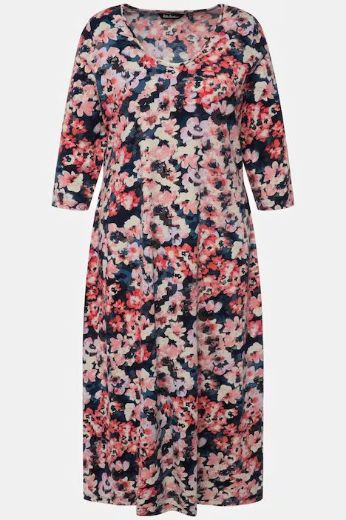 Moda za polnejše Haljina sa cvjetnim printom 3/4 rukavi plus velikost, xxl, Ulla Popken in Johann Popken (JP1880)