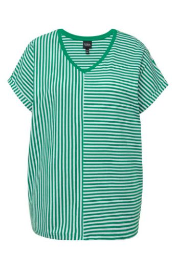 Moda za polnejše Majica V ovratnika kratkih rukava na pruge plus velikost, xxl, Ulla Popken in Johann Popken (JP1880)