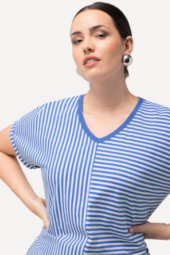 Moda za polnejše Majica V ovratnika kratkih rukava na pruge plus velikost, xxl, Ulla Popken in Johann Popken (JP1880)