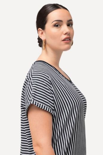Moda za polnejše Majica V ovratnika kratkih rukava na pruge plus velikost, xxl, Ulla Popken in Johann Popken (JP1880)