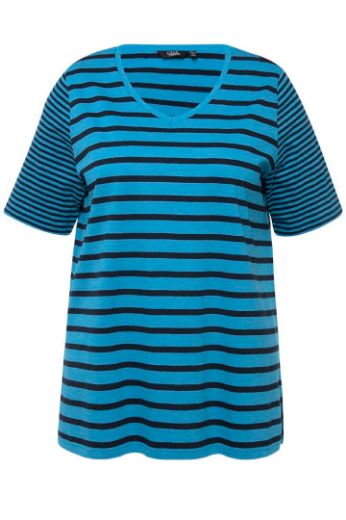 Moda za polnejše Majica V ovratnika s prugama plus velikost, xxl, Ulla Popken in Johann Popken (JP1880)