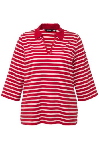 Moda za polnejše Majica Polo s prugama 3/4 rukavi plus velikost, xxl, Ulla Popken in Johann Popken (JP1880)