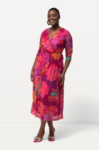 Moda za polnejše Haljina elegantna V ovratnika cvjetnog printa plus velikost, xxl, Ulla Popken in Johann Popken (JP1880)