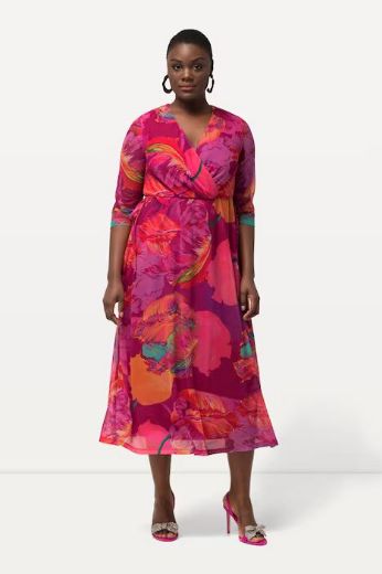 Moda za polnejše Haljina elegantna V ovratnika cvjetnog printa plus velikost, xxl, Ulla Popken in Johann Popken (JP1880)