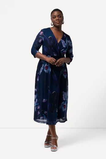 Moda za polnejše Haljina elegantna V ovratnika cvjetnog printa plus velikost, xxl, Ulla Popken in Johann Popken (JP1880)