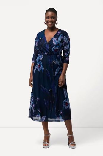 Moda za polnejše Haljina elegantna V ovratnika cvjetnog printa plus velikost, xxl, Ulla Popken in Johann Popken (JP1880)