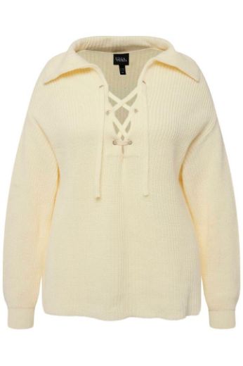 Moda za polnejše Pulover s vezanjem na ovratniku plus velikost, xxl, Ulla Popken in Johann Popken (JP1880)