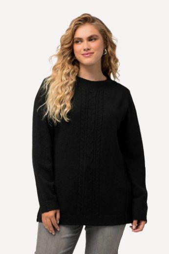 Moda za polnejše Pulover s dekorativnim pletivom na prednjoj strani plus velikost, xxl, Ulla Popken in Johann Popken (JP1880)
