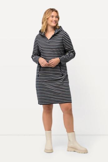 Moda za polnejše Haljina s kapuljačom na pruge plus velikost, xxl, Ulla Popken in Johann Popken (JP1880)