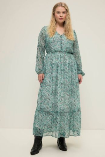 Moda za polnejše Haljina maxi dugih rukava s printom plus velikost, xxl, Ulla Popken in Johann Popken (JP1880)