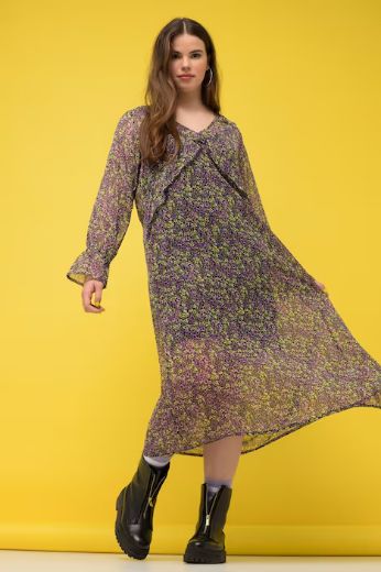 Moda za polnejše Haljina A kroja s volanima na rukavima plus velikost, xxl, Ulla Popken in Johann Popken (JP1880)