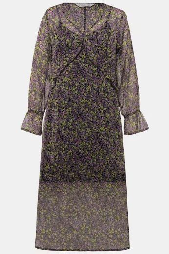 Moda za polnejše Haljina A kroja s volanima na rukavima plus velikost, xxl, Ulla Popken in Johann Popken (JP1880)