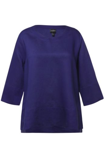 Moda za polnejše Bluza lanena okrugli ovratnik plus velikost, xxl, Ulla Popken in Johann Popken (JP1880)