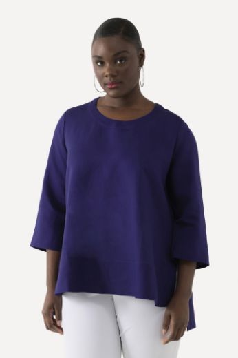 Moda za polnejše Bluza lanena okrugli ovratnik plus velikost, xxl, Ulla Popken in Johann Popken (JP1880)