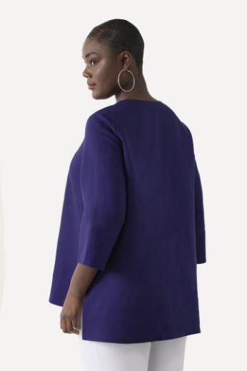 Moda za polnejše Bluza lanena okrugli ovratnik plus velikost, xxl, Ulla Popken in Johann Popken (JP1880)