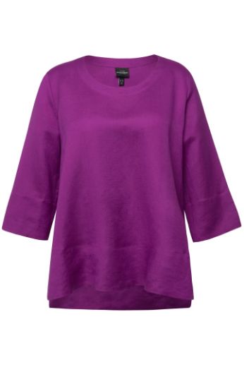 Moda za polnejše Bluza lanena okrugli ovratnik plus velikost, xxl, Ulla Popken in Johann Popken (JP1880)
