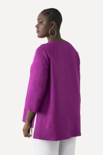 Moda za polnejše Bluza lanena okrugli ovratnik plus velikost, xxl, Ulla Popken in Johann Popken (JP1880)