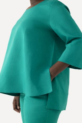 Moda za polnejše Bluza lanena okrugli ovratnik plus velikost, xxl, Ulla Popken in Johann Popken (JP1880)