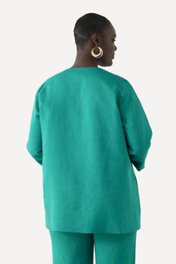 Moda za polnejše Bluza lanena okrugli ovratnik plus velikost, xxl, Ulla Popken in Johann Popken (JP1880)