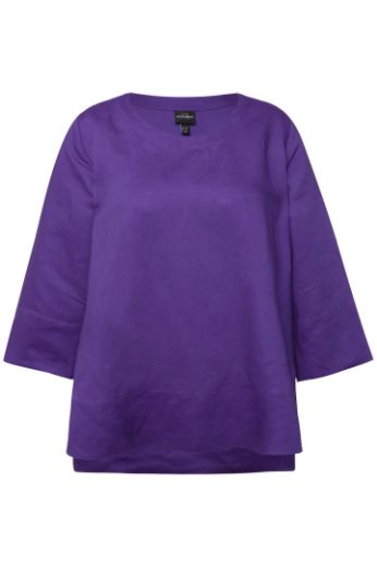 Moda za polnejše Bluza lanena okrugli ovratnik plus velikost, xxl, Ulla Popken in Johann Popken (JP1880)