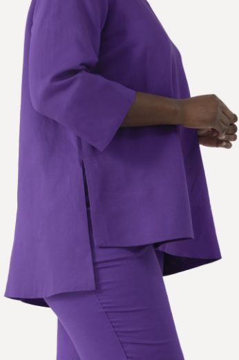Moda za polnejše Bluza lanena okrugli ovratnik plus velikost, xxl, Ulla Popken in Johann Popken (JP1880)