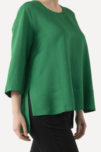 Moda za polnejše Bluza lanena okrugli ovratnik plus velikost, xxl, Ulla Popken in Johann Popken (JP1880)