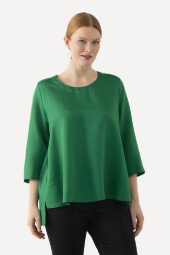 Moda za polnejše Bluza lanena okrugli ovratnik plus velikost, xxl, Ulla Popken in Johann Popken (JP1880)