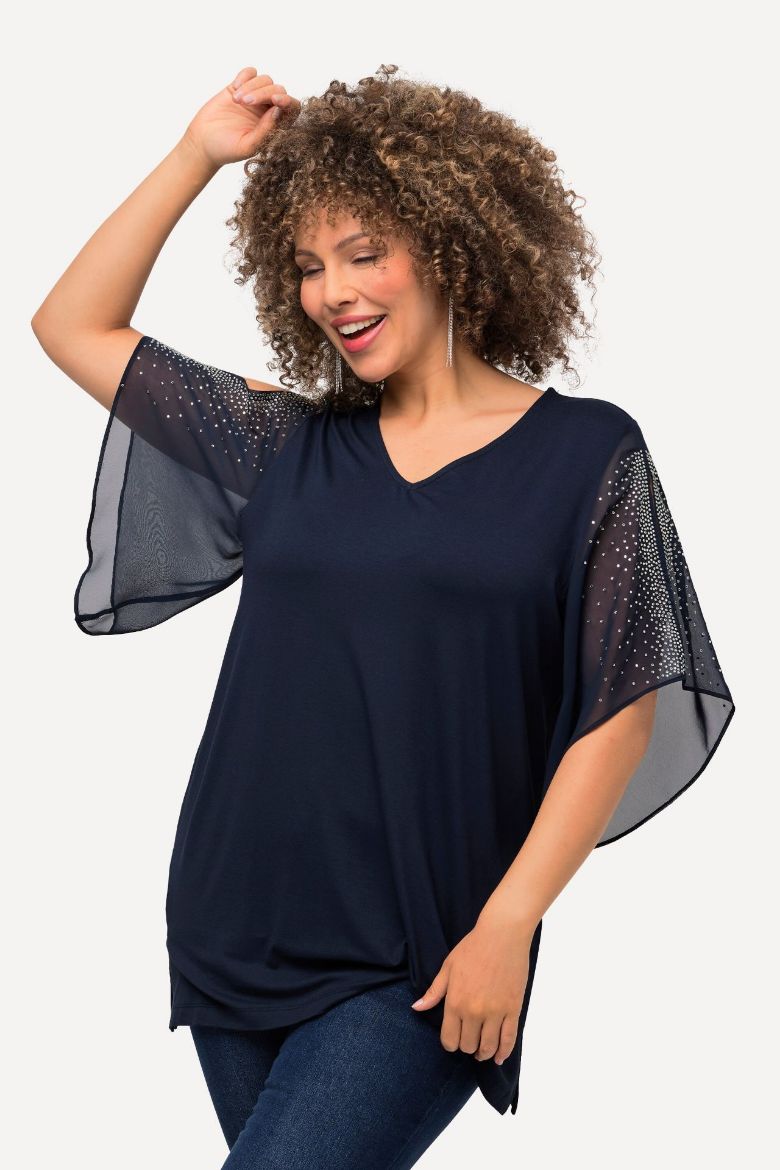 Moda za polnejše Bluza svečana s ukrasima na rukavima plus velikost, xxl, Ulla Popken in Johann Popken (JP1880)