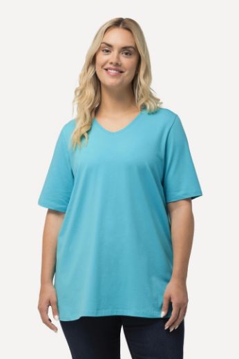 Moda za polnejše Majica V izreza A kroja kratkih rukava plus velikost, xxl, Ulla Popken in Johann Popken (JP1880)