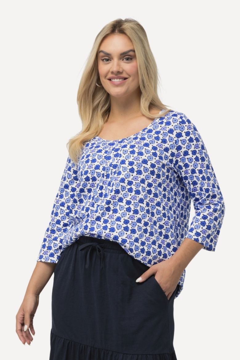 Moda za polnejše Majica  cvjetnog printa 3/4 rukavi plus velikost, xxl, Ulla Popken in Johann Popken (JP1880)
