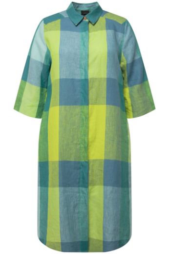 Moda za polnejše Haljina lanena karirana plus velikost, xxl, Ulla Popken in Johann Popken (JP1880)
