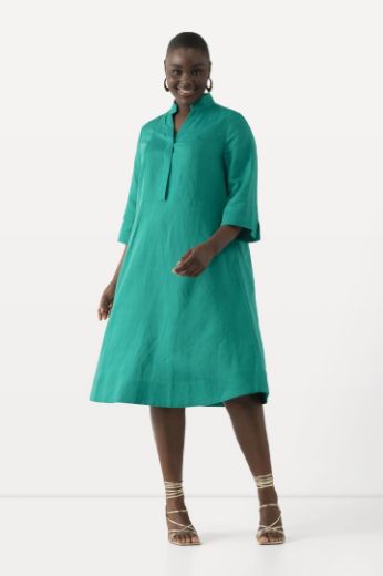 Moda za polnejše Haljina midi lanena s 3/4 rukavima plus velikost, xxl, Ulla Popken in Johann Popken (JP1880)