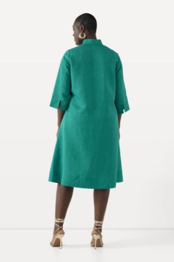 Moda za polnejše Haljina midi lanena s 3/4 rukavima plus velikost, xxl, Ulla Popken in Johann Popken (JP1880)