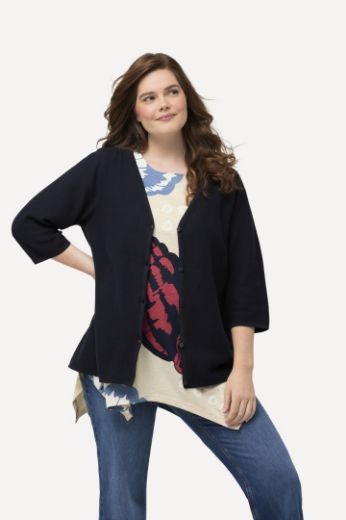 Moda za polnejše Kardigan s 3/4 rukavima plus velikost, xxl, Ulla Popken in Johann Popken (JP1880)