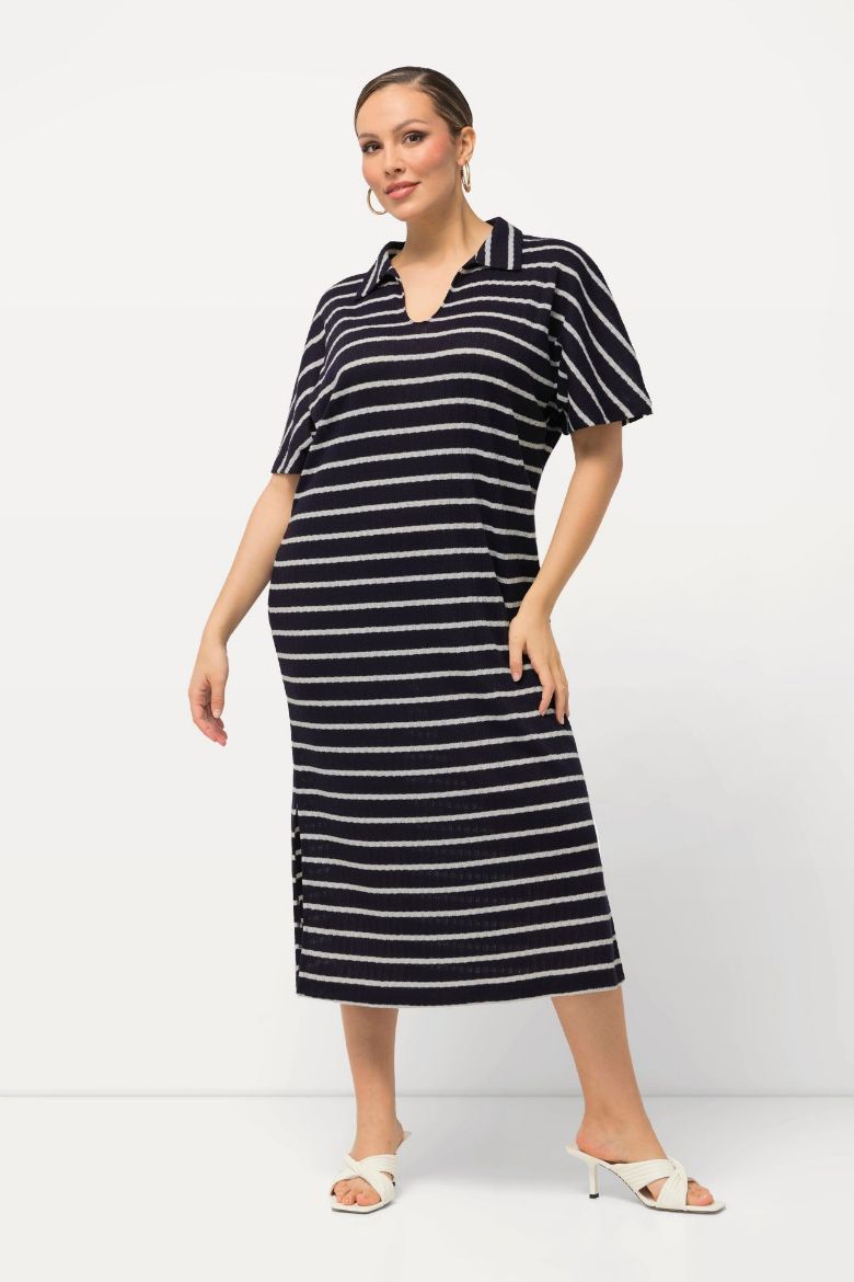 Moda za polnejše Haljina Polo  kratkih rukava na pruge plus velikost, xxl, Ulla Popken in Johann Popken (JP1880)