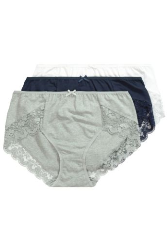 Moda za polnejše Gaćice s dodatkom ukrasne čipke 3 komada plus velikost, xxl, Ulla Popken in Johann Popken (JP1880)