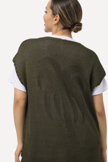 Moda za polnejše Prsluk pleteni lagani s motivom palme plus velikost, xxl, Ulla Popken in Johann Popken (JP1880)