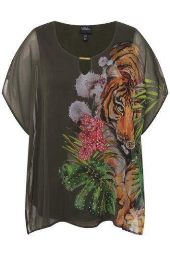 Moda za polnejše Bluza s printom tigra plus velikost, xxl, Ulla Popken in Johann Popken (JP1880)