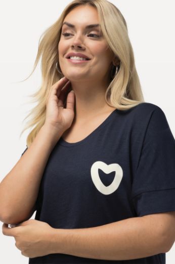 Moda za polnejše Majica dužeg modela kratkih rukava s printom srca plus velikost, xxl, Ulla Popken in Johann Popken (JP1880)