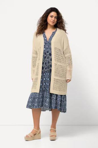 Moda za polnejše Kardigan mrežasti duži kroj plus velikost, xxl, Ulla Popken in Johann Popken (JP1880)