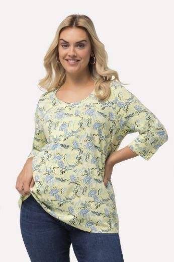 Moda za polnejše Majica 3/4 rukavi s printom iskrivljenih pruga plus velikost, xxl, Ulla Popken in Johann Popken (JP1880)